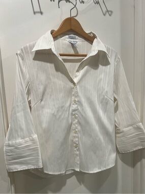 Cotton Express White Button-Front Blouse
